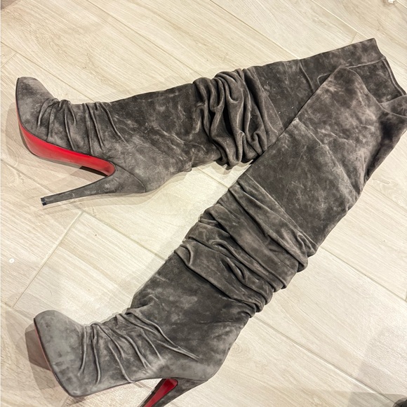 Christian Louboutin Gray Heels with Red Sole - Picture 2 of 4